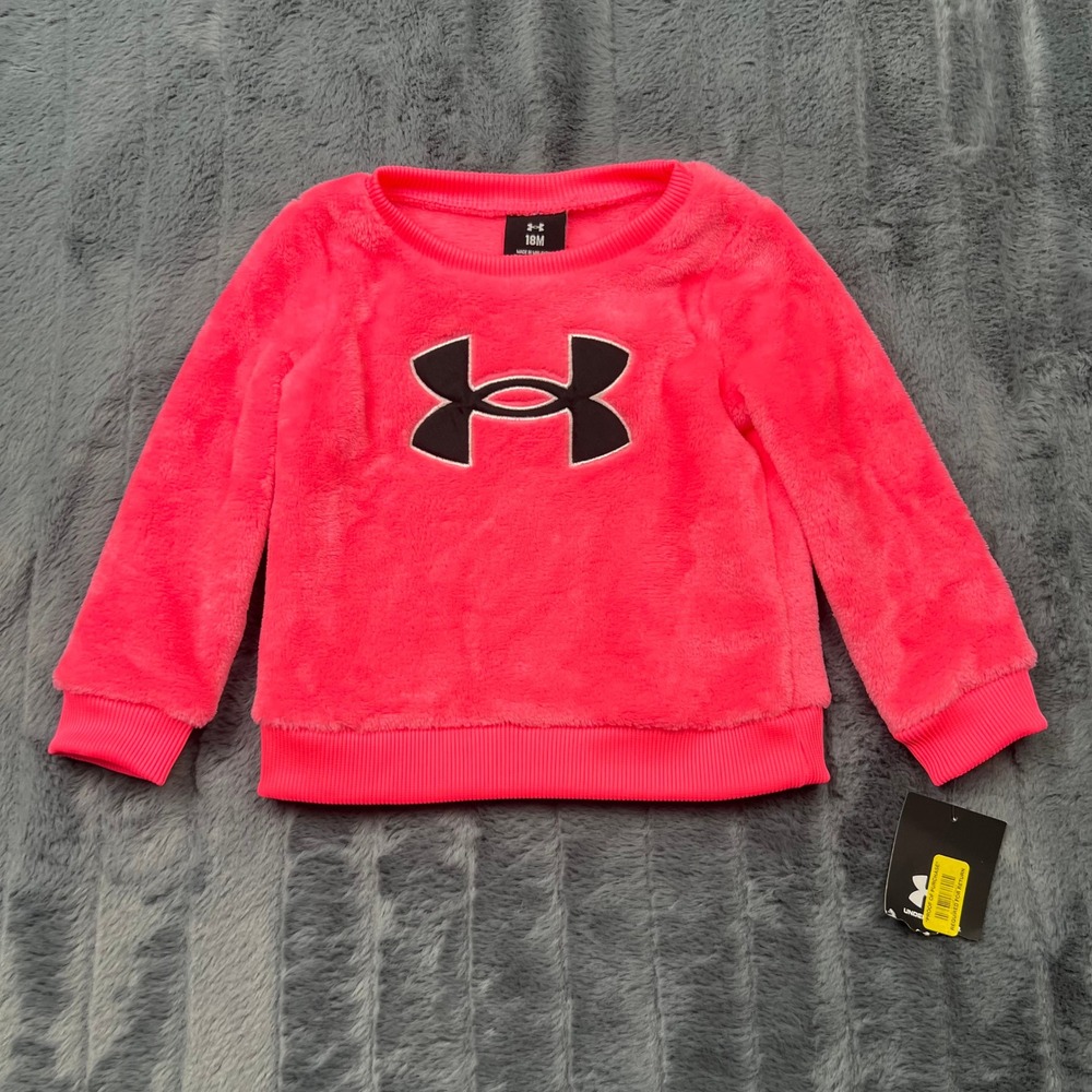 Under Armour Toddler Girls Pink Punk Faux Fur Logo Sweatshirt 18M UAHF120P-678
